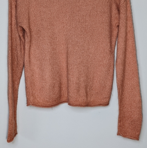 Madewell Alpaca Chelsea Pocket Pullover Knit Crop Box Sweater Peach Pink Size XS - Picture 4 of 10